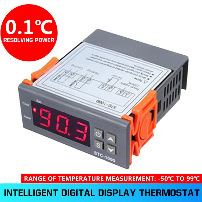 

STC-1000 220V Warm and Cold Sensor Temperature Correction Temperature Controller Durable Thermostat STC Seafood Pool