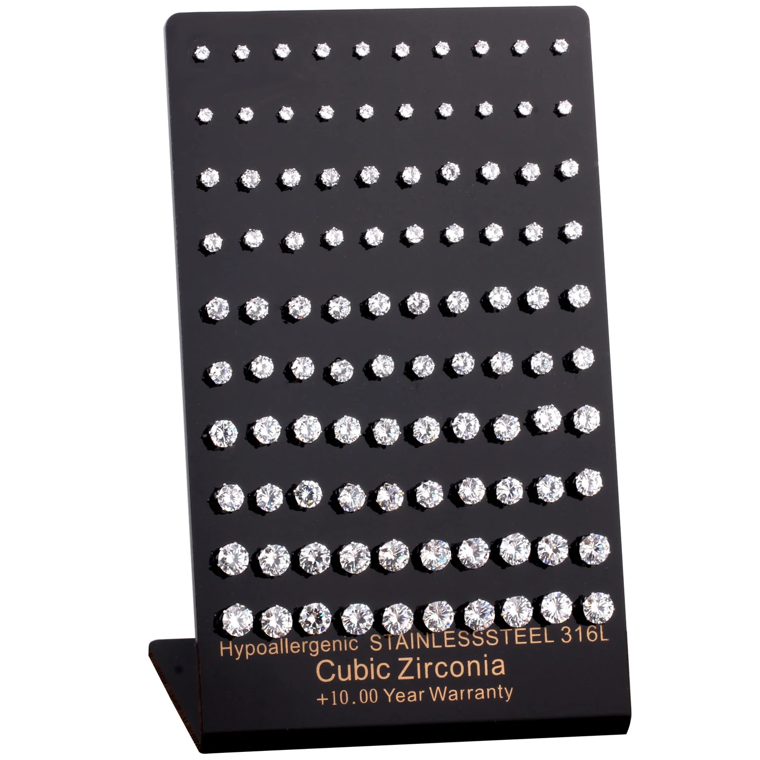 Абсолютно новые 50 пар/лот гипоаллергенные блестящие серьги из нержавеющей стали 316L с кубическим цирконием 3 мм-7 мм