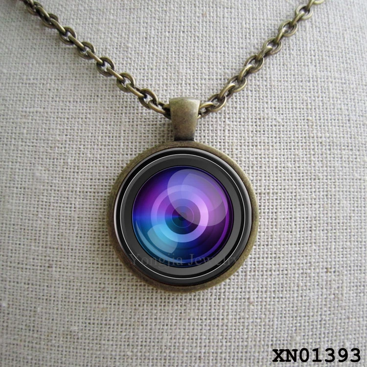 Camera Pendant Camera lens Necklace Photographer Gift Black Photo