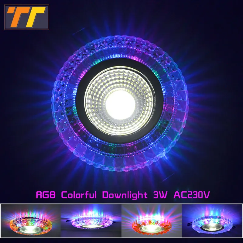 LED Colorful downlight cob AC100 230V 3W led ceiling downlight rainbow RGB lamp ceiling spot light