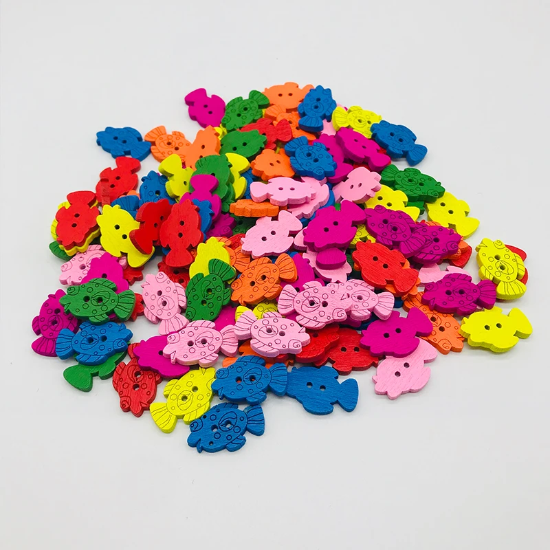 

XinDong Cartoon Sea Marine Animals Fish mix color 2 Holes Sewing Wood Buttons 20 Pcs Needlework Scrapbooking DIY Accessories