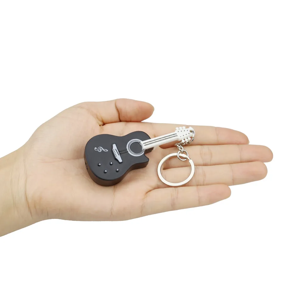 

2019 NEW Arrival Cute Cartoon Guitar Keychain With LED Light And Sound Keyfob Kids Toy Maitresse Gift