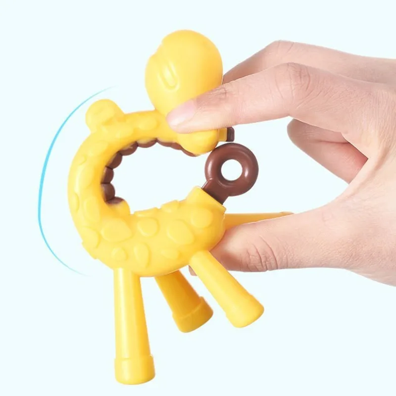 Safe Silicone Giraffe Baby Teether Soft Teething Toy BPA Giraffe Pendant Necklace Baby Food Grade Necklace Teething Hanging Toys