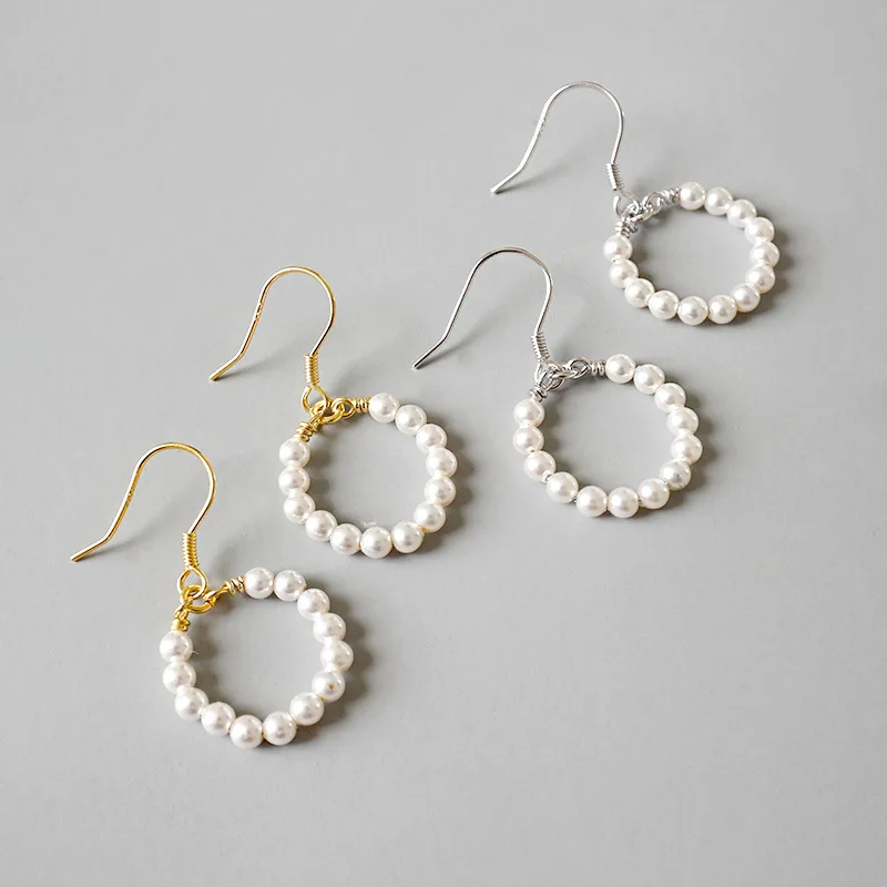 

Simple Shell Pearl Ring 925 Sterling Silver Dangling Earrings