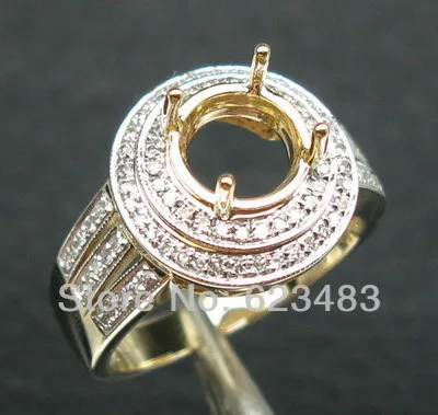 

Round cut 8mm Solid 14k Yellow Gold Natural Diamond Semi Mount Setting Engagement Ring