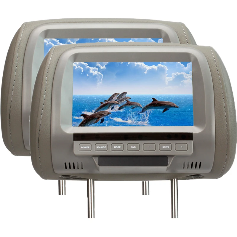 Одна пара Высокое качество 7 дюймов TFT ЖК-экран Подушка монитор DC 12 В Двойной видео входы AV функция бежевый/серый/черный цвет SH7038