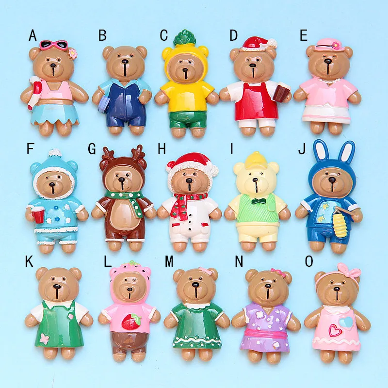5 шт. полимерные Стразы плоские с оборота кабошон Kawaii с рисунком рождественского медвежонка с плоской задней частью кабошоны из смолы для телефона бантики "сделай сам" Скрапбукинг ремесла
