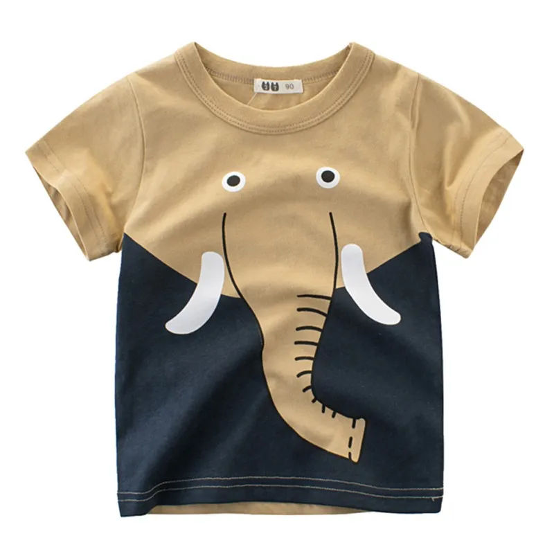 Детская футболка летние футболки для мальчиков, принт с животными, футболки с коротким рукавом для детей с изображением слона Лев футболка с изображением жирафа для детей Повседневное Топы