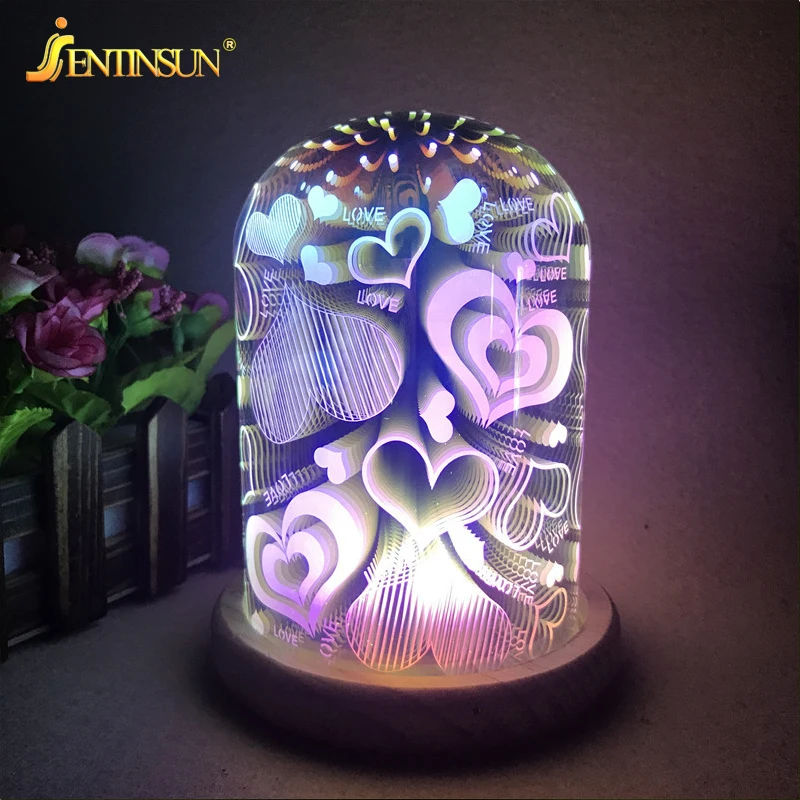 3D Glass Magic Night Light Creative USB LED Christmas Night Lights Bedside Lamp Home Atmosphere