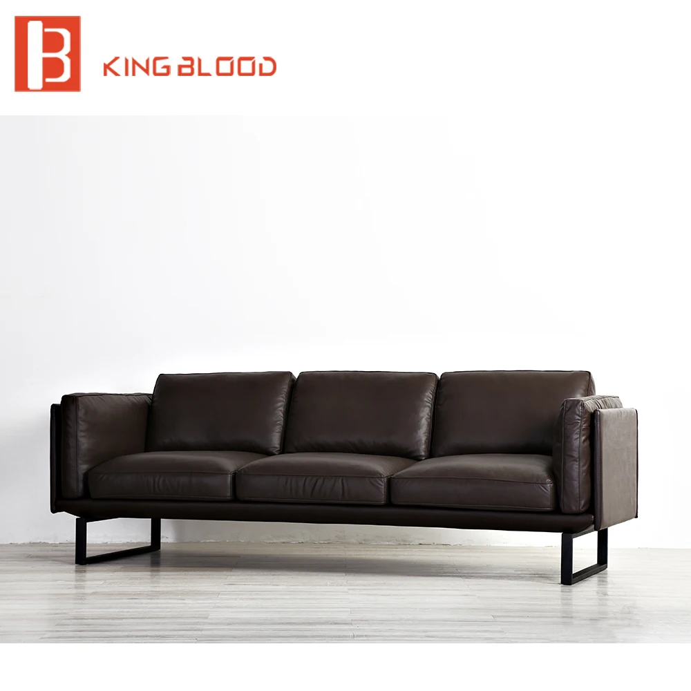 Modern dubai style brown Nappa leather lobby sofa