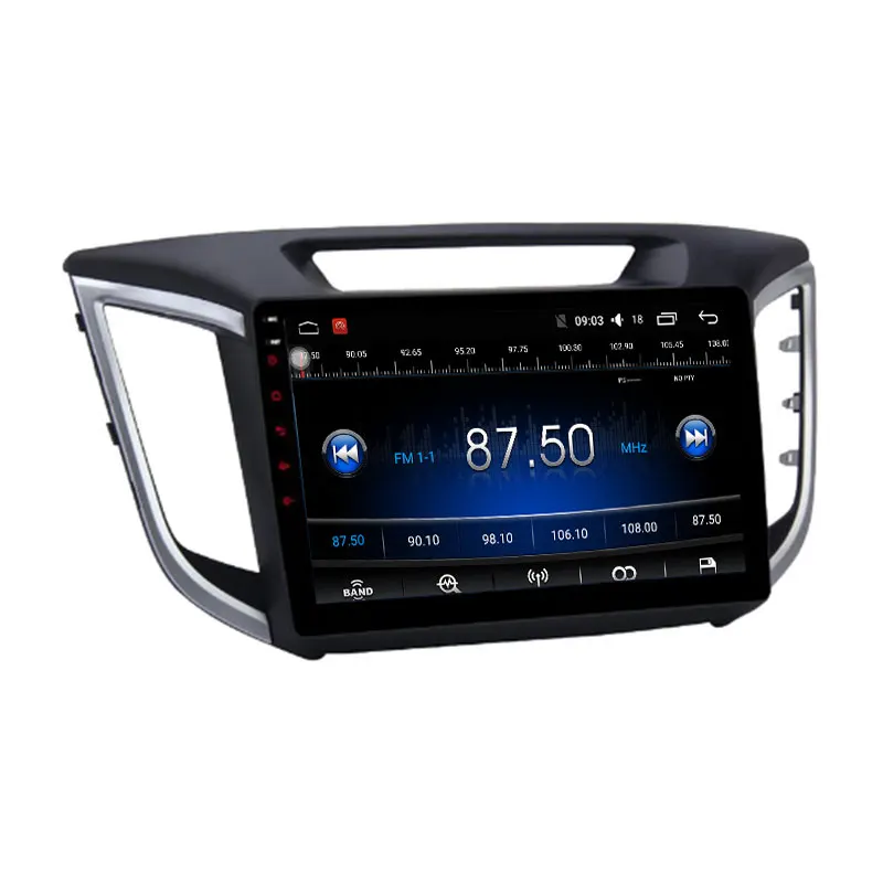 Discount FUNROVER 2G+32G Android 8.0 car navigation dvd player GPS Navi For HYUNDAI IX25 CRETA gps stereo car multimedia tape recorder FM 3