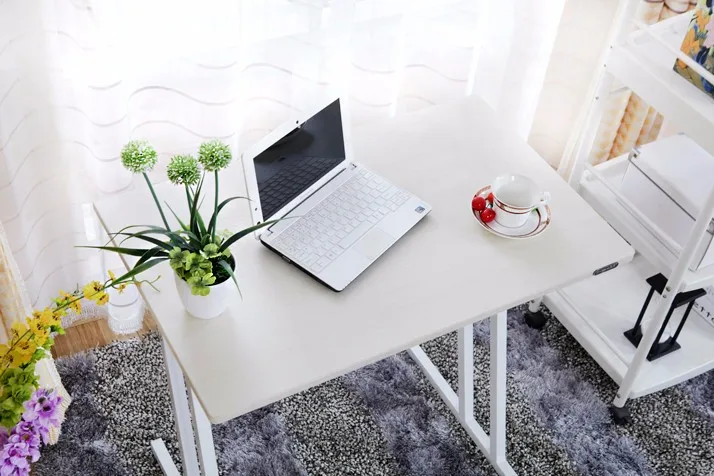 Simple desk tablestudent laptop computer desk household bookcase lazy table modern steel wooden desk -
