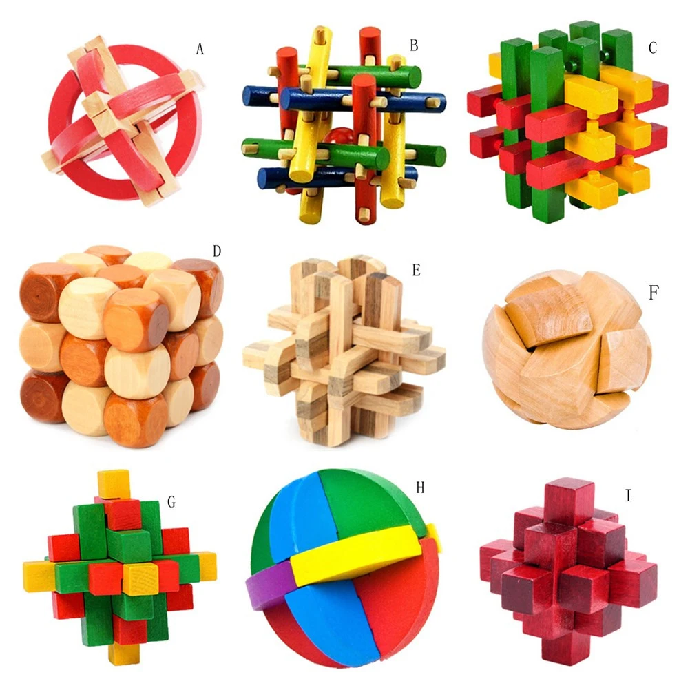 New Educational Adults Kids Toy Excellent Design IQ Brain Teaser 3D Wooden Interlocking Lock Puzzle Game | Игрушки и хобби