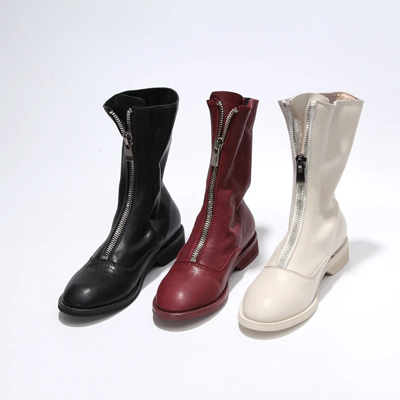 ORCHA LISA/дизайнерские ботинки из натуральной кожи женские демисезонные ботинки до середины икры из коровьей кожи; botines mujer; Большой размер 43; C564