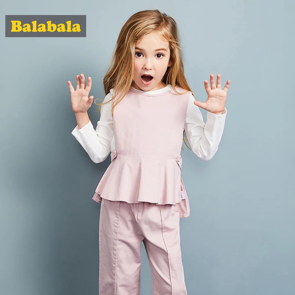 Balabala 3pcs/set girls clothing suit set toddler girl clothing girls costume Solid sets preppy style clothing sets for girl stomacher balabala 27692150905 2015