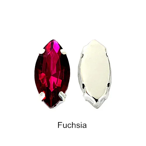 Высококачественные красивые стеклянные стразы с кристаллами в виде листьев, стразы с серебряными когтями для свадебного платья B1259 - Цвет: Fuchsia