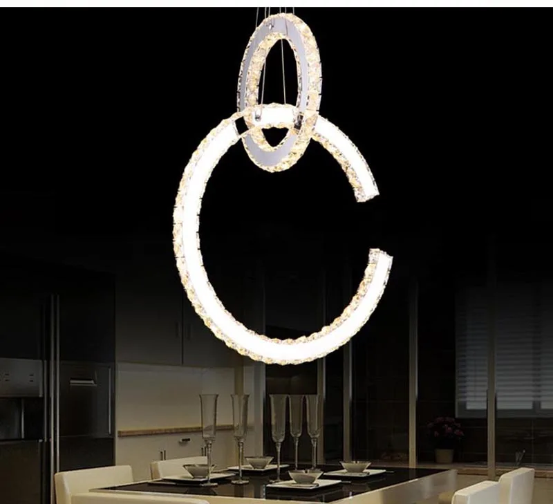 Modern led crystal chandelier light 2 Circle crystal Flush Mounted Chandeliers lamp living room Lustres for Bedroom Dining room (4)