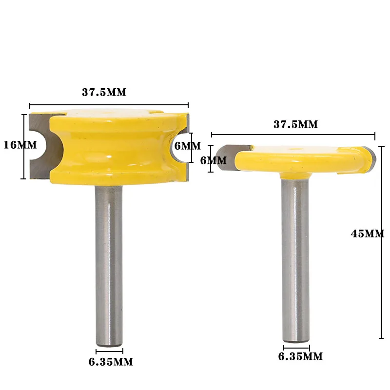 2 шт. 1/4 inch хвостовика 1/4 дюйма Диаметр флейта и бисера маршрутизатор Набор бит деревообрабатывающий Биты дерево фреза