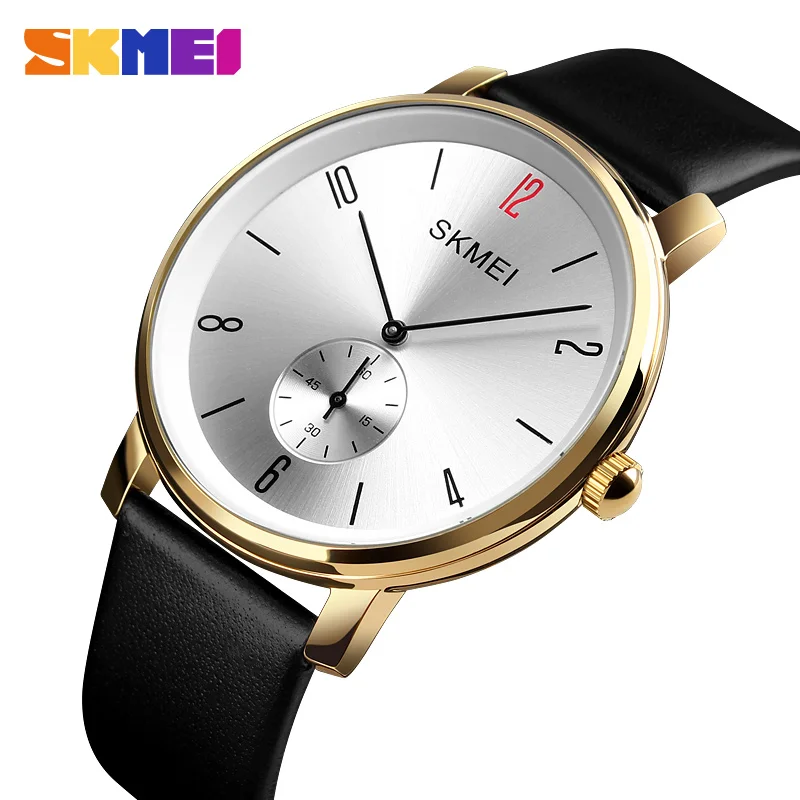

Top Brand SKMEI Quartz Watch Luxury Leather Men's Wrist Watches 30M Waterproof Business Mens Watch Bracelet Simple Design Clock