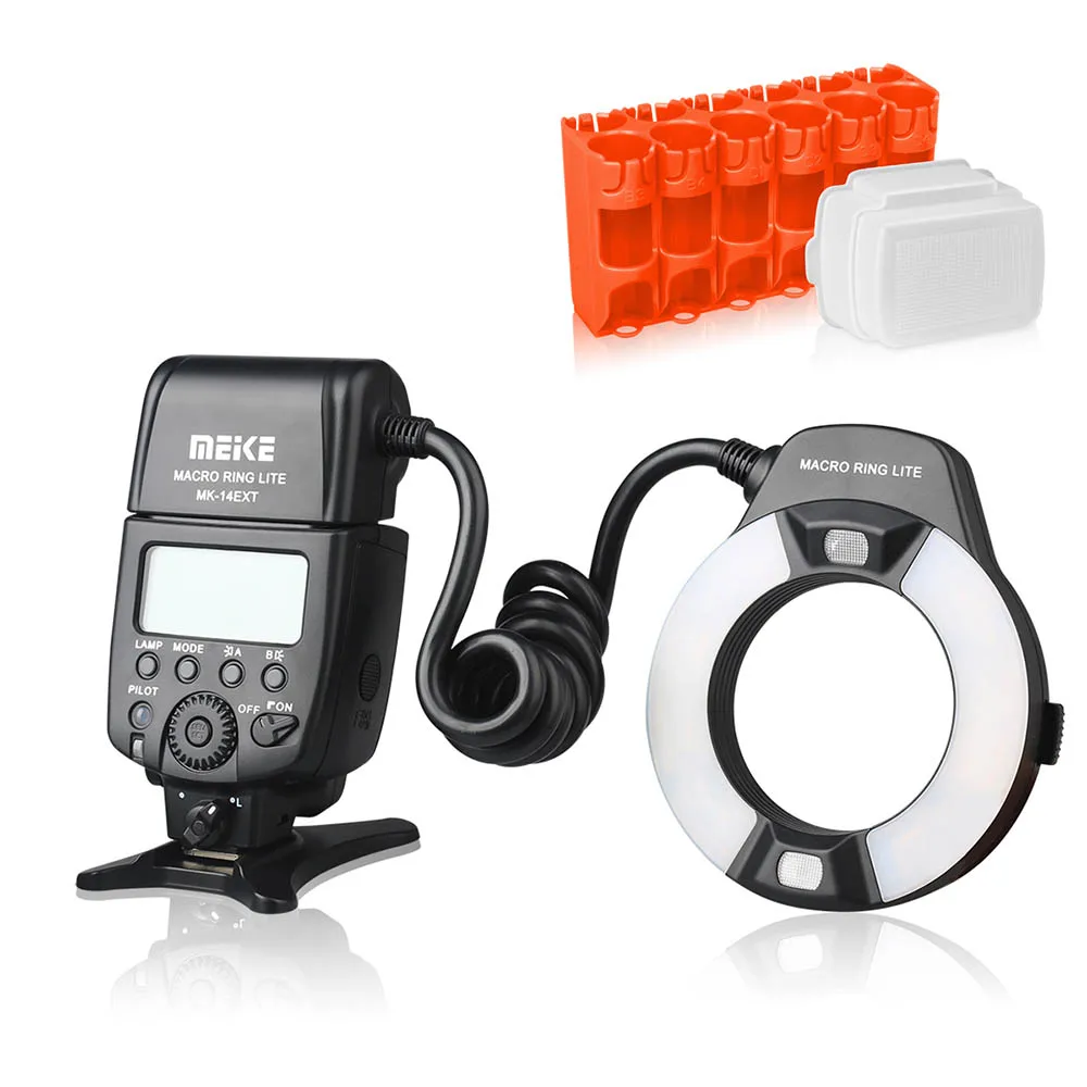 Speedlite com Led af para Canon Meike Mk 14ext Mk 14ext c E ttl Macro Led Ring Flash Lâmpada Auxiliar Eos Dslr Camera