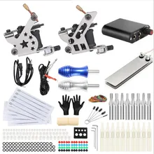 Полный профессиональный набор татуировки 2 машины лайнер шейдер тату машины блок питания, Иглы захвата наконечник