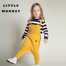 Вязаные комбинезоны с карманами для мальчиков и девочек от 1 до 5 лет Новинка года, весенние детские шаровары ярких цветов на лямках одежда для малышей