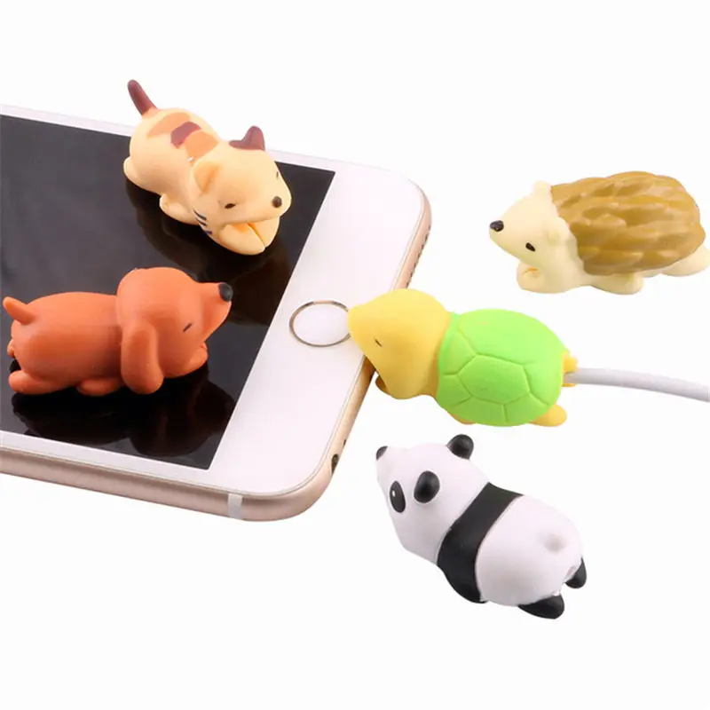 Cute Animal Doll Cable Bite Protector Cartoon Rabbit Organizer Winder Dog Cat Silicone Anti-Breaking For Iphone11PRO XS