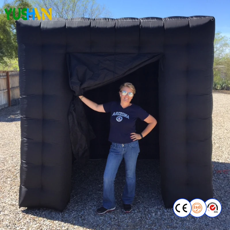 

Whole Black Inflatable Photo Booth With Small Window On Ceiling For Air ventilation Portable Photo Booth Backdrop No LED Lights