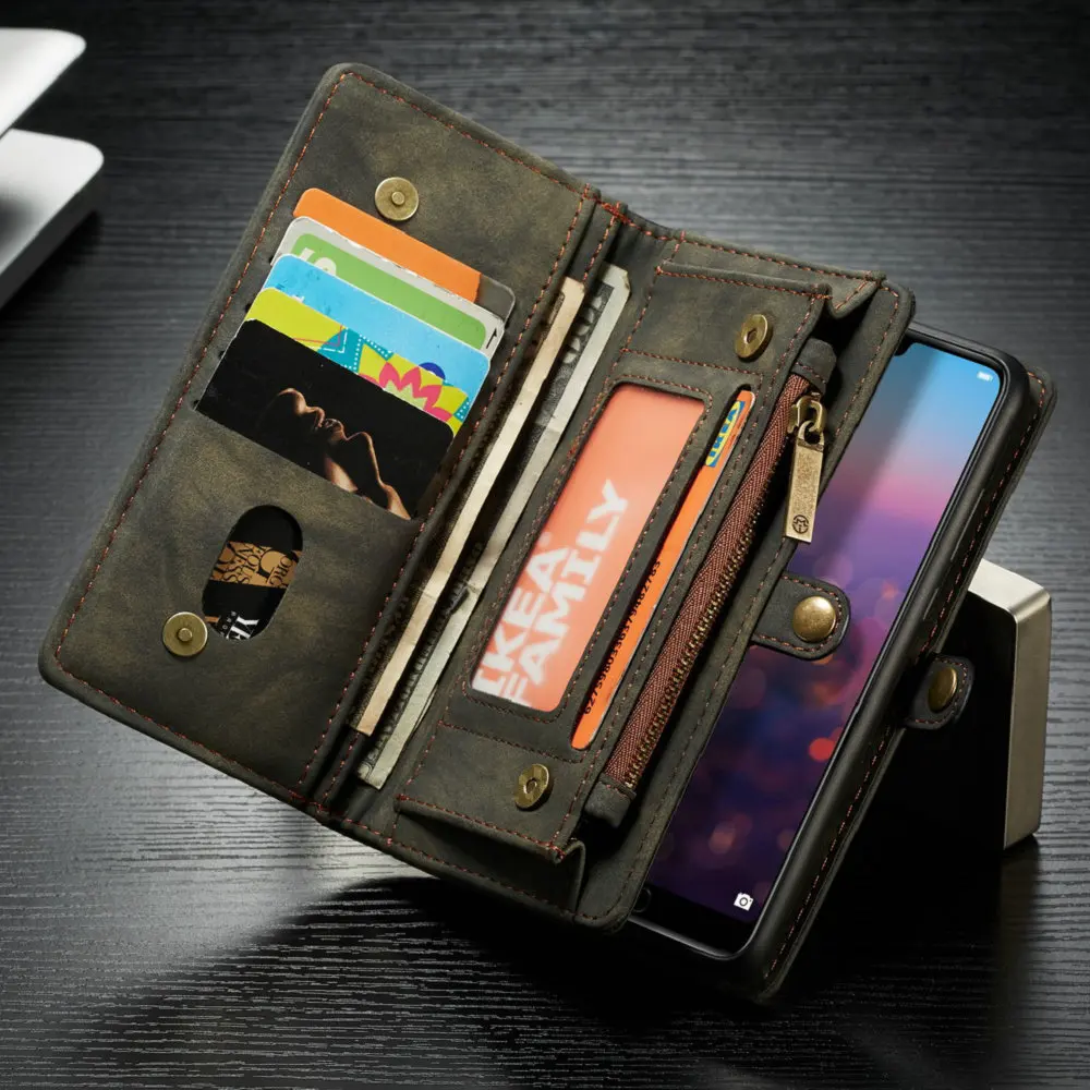 

Retro Leather Multi Card Holders Phone Cases for huawei mate20 p20 pro lite business original protective screen Anti-knock Cover