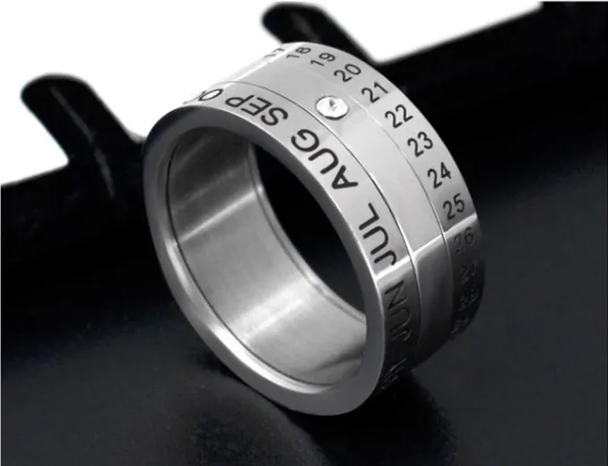Вращающиеся кольца с цифрами и месяцами для мужчин anillos, титановое кольцо для вечеринки в стиле панк, ювелирные изделия