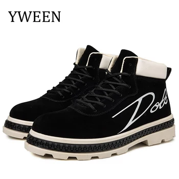 

YWEEN Newest Men's Boots Lace-Up Casual Ankle Boots Man Fashion Leather Mid-Carf Shoes