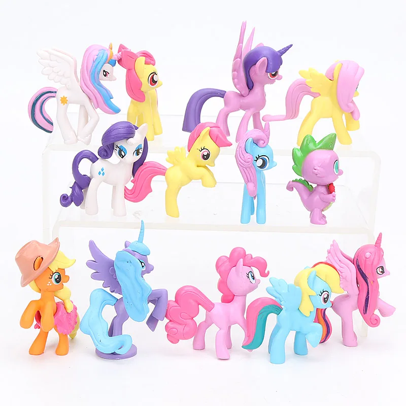 13 шт. 5,5-8 см игрушки My Little Pony мини пони ПВХ фигурки Набор редкость Apple Jack шип дракона модель куклы