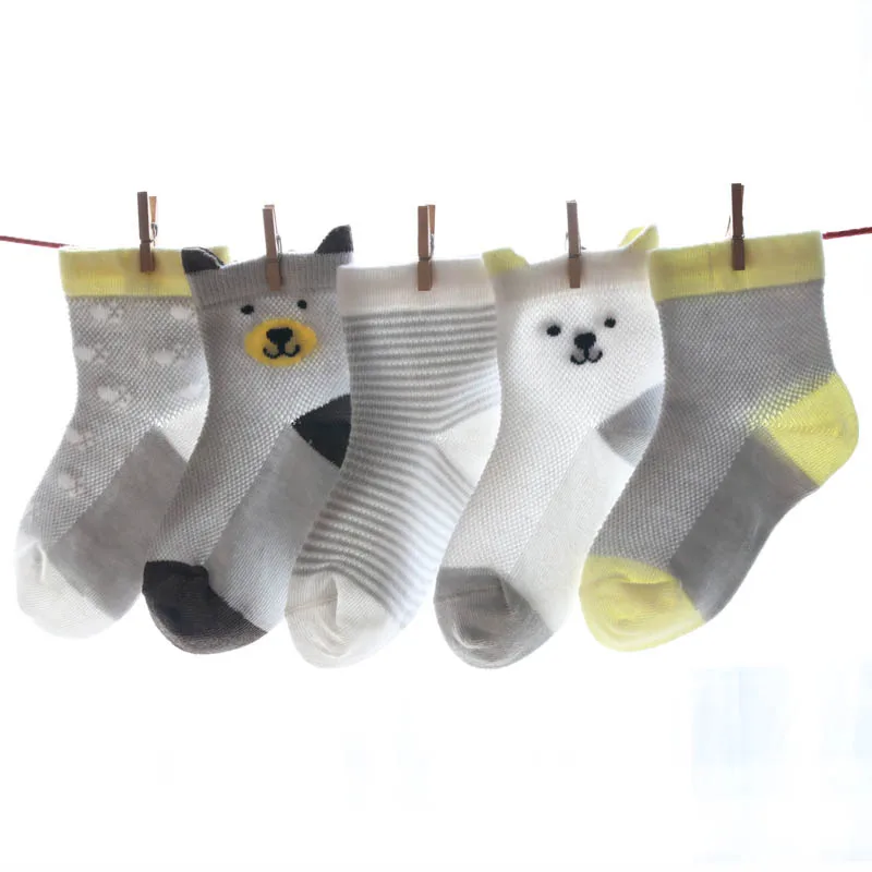 5 пар носков для малышей, мультфильмы для новорожденных, носки для маленьких мальчиков и девочек, нескользящие носки для новорожденных с рисунком милых животных