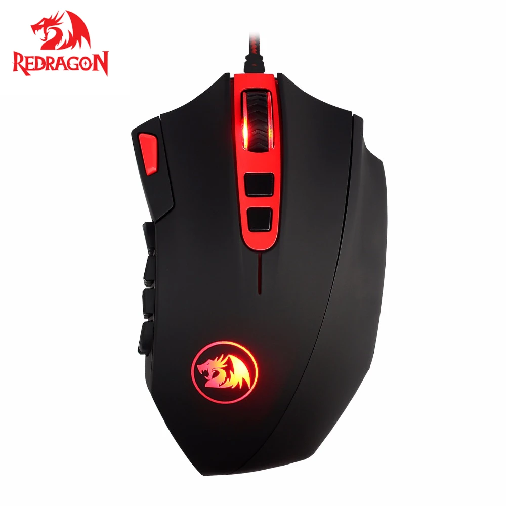 Игровая мышь M901 Redragon MMO, светодиодный RGB 24000 dpi, высокоточная лазерная компьютерная игровая мышь, 18 программируемых кнопок мыши