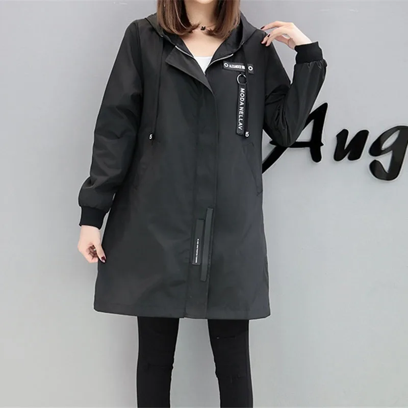 Kaufen Trenchcoat Frauen 2018 Frühling Herbst Hoodies top Plus größe Dünne Studenten Baseball kleidung Medium länge Windjacke Mäntel A1934