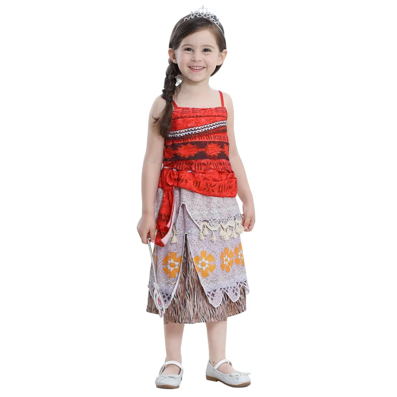 

Halloween Christmas cosplay costume girl's summer vest skirt cartoon print moana cosplay cloth stage photographic costume dress