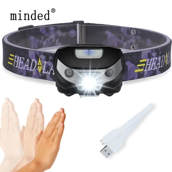 

3000Lm Mini Rechargeable LED Headlamp Body Motion Sensor Headlight Outdoor Camping Flashlight Head Light Torch Lamp With USB