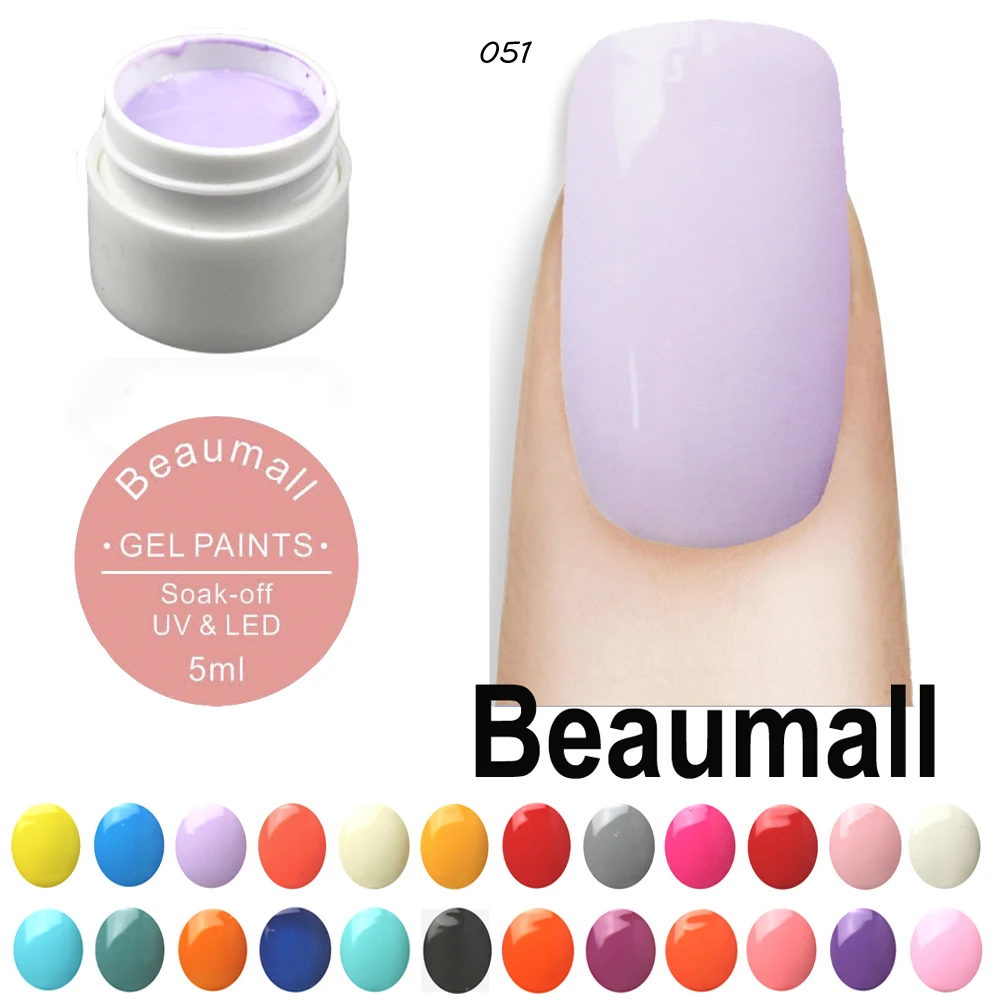 

Beaumall Gel Painting 102 Colors, 1 Pot 5ml Volume Pure Solid UV Gel Color For Nail Tips Shiny Cover Extension Manicure DIY