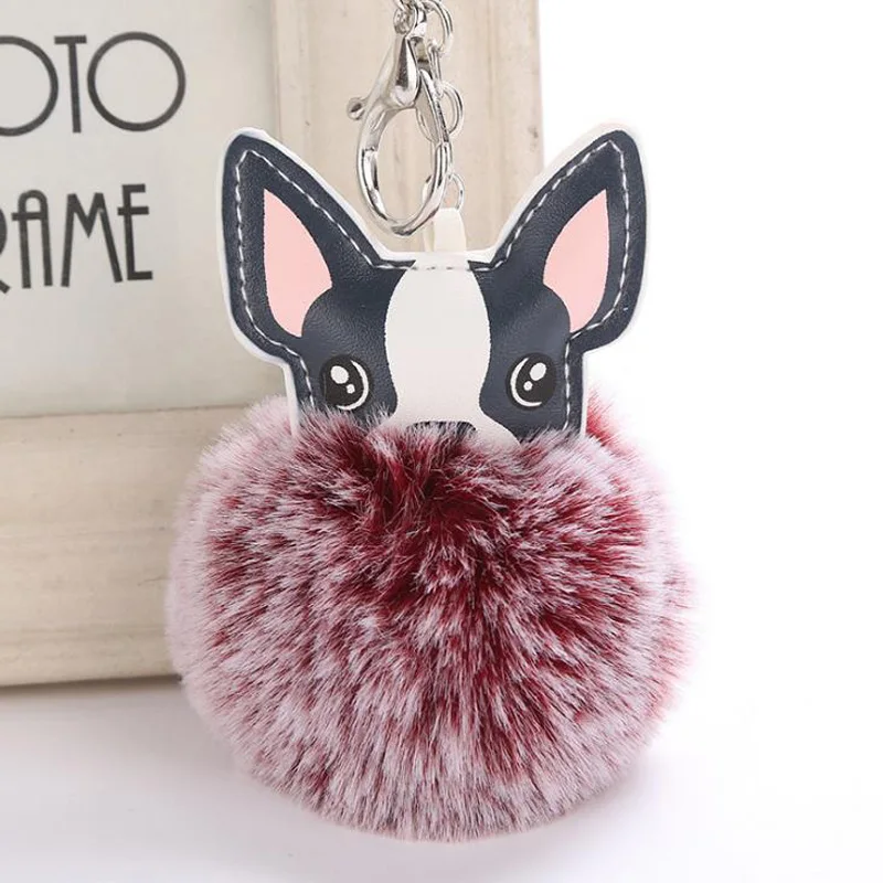 

Chaveiro Cute Fluffy Keychain Pompom Fake Rabbit Fur Ball dog Key Chain Women porte clef Bag Car Accessories Keyring