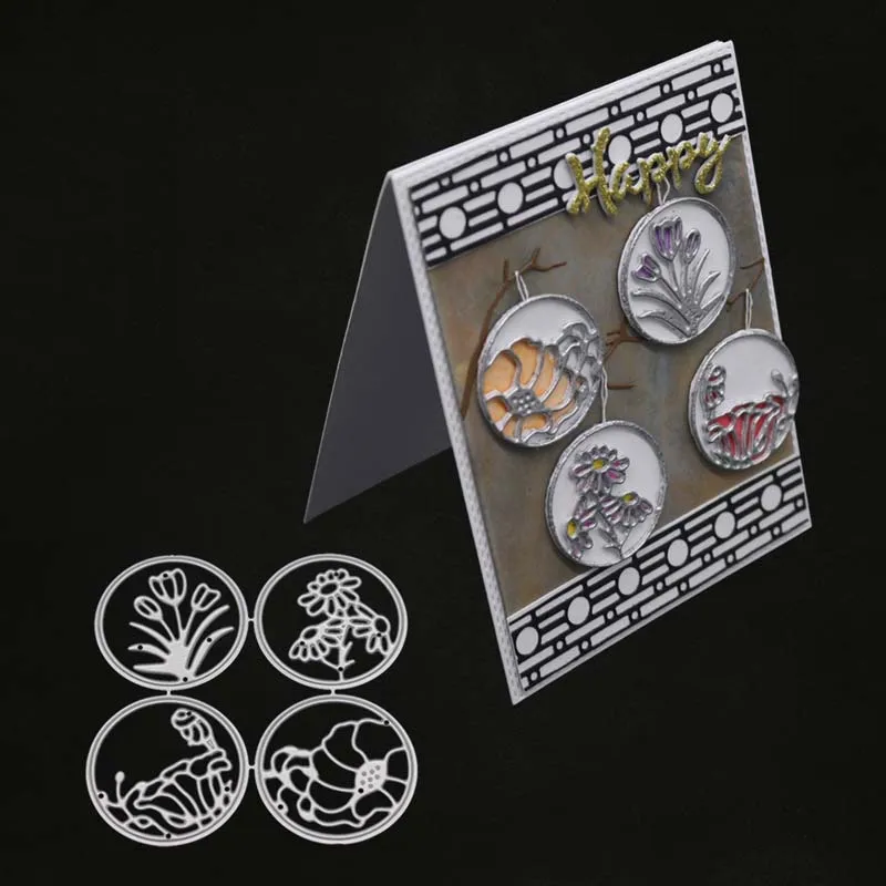 

4 pcs circle metal cutting dies for scrapbooking stencil craft embossing circle dies stanzschablonendie cuts nouveau arrivage