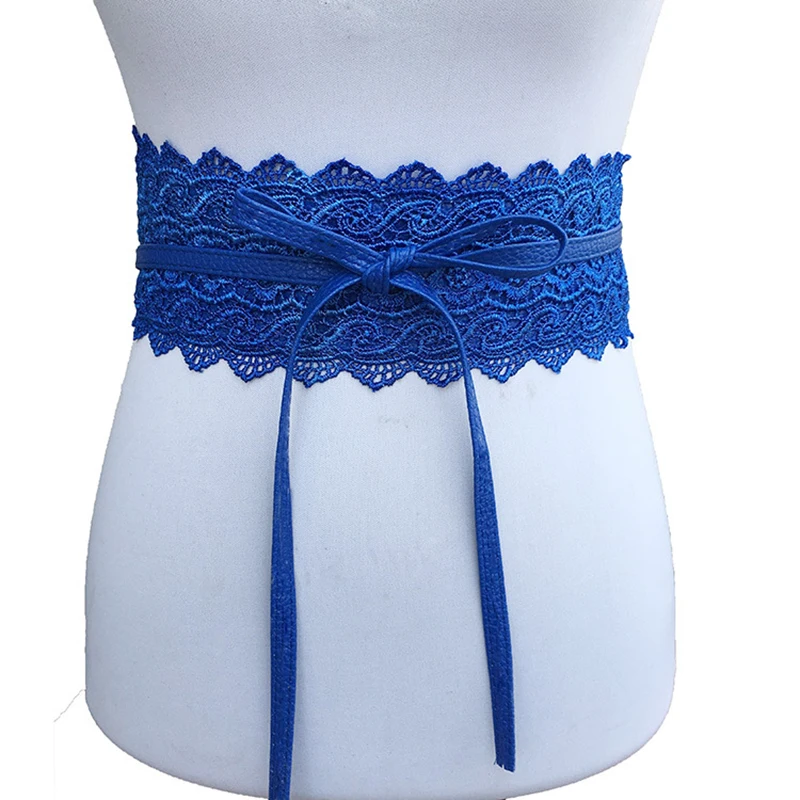 B&N Spring Elegant Solid Women Lady's Fashion Soft Lace Wide Belt Self Tie Wrap Around Waist Band For Women Wedding Dress Up3