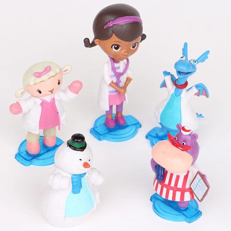 5 шт./компл. Doc McStuffins Toy Hospital Girl Lambie Lamb Stuffy Dragon Chilly Snowman Hallie Hippo Набор фигурок детские