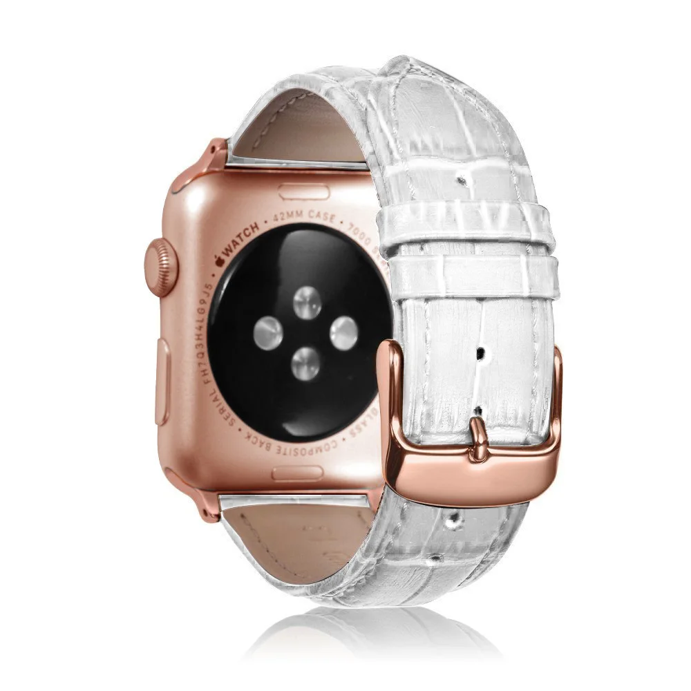 Eastar розовые, черные, с ремешками на пряжках, ремешок для наручных часов Apple Watch, версии 4/3/2/1 кожаный браслет, 42 мм, 38 мм, ремешок для наручных часов iwatch, 5 группа 44 мм - Цвет ремешка: White Gold