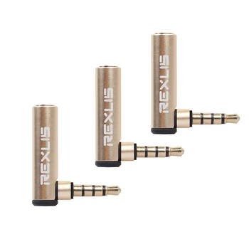 

REXLIS 3pcs 3.5mm 90 Degree Audio Adapter,3.5mm Audio Adapter,3.5mm Right Angle Adapter Headphone Adapter,Female to Male AUX A