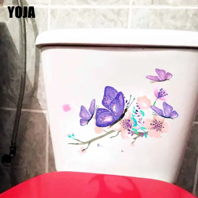 

YOJA 25X13.9CM Interesting Butterfly Toilet Sticker Wall Decal Home Decor Modern Cartoon T3-1317