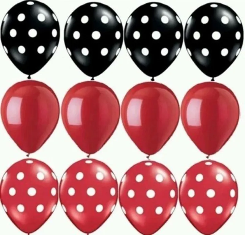 

15pcs Ladybug Black Red Spot Polka Dot Latex Balloons Globos Mickey Minnie Party Birthday Presents Balloons Wedding Decorations