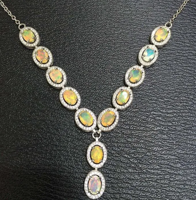 Original opal necklace with pendant Free shipping 925 sterling silver