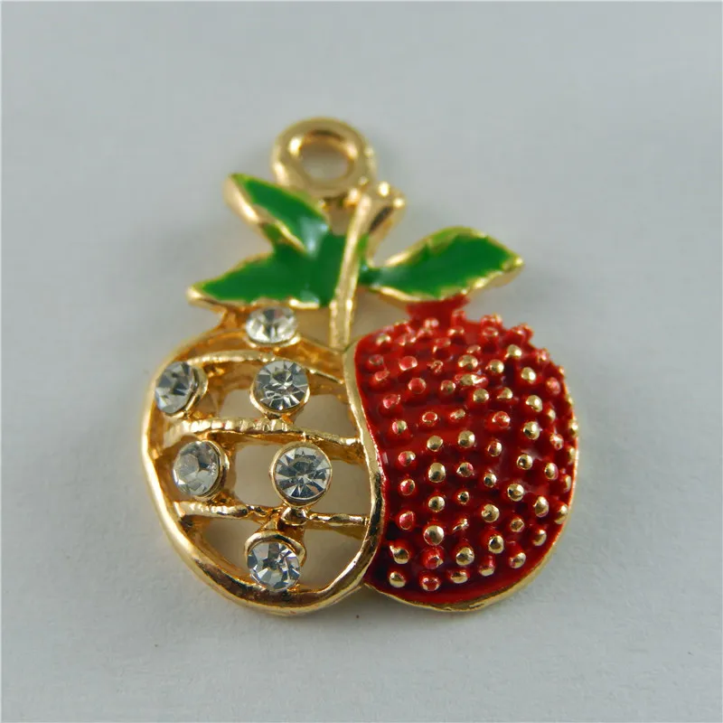 

5pcs Colorful Strawberry Enamel Alloy Charms Necklace Pendant Bracelet Accessories Jewelry Making Handmade Craft 21*17*5mm 50657