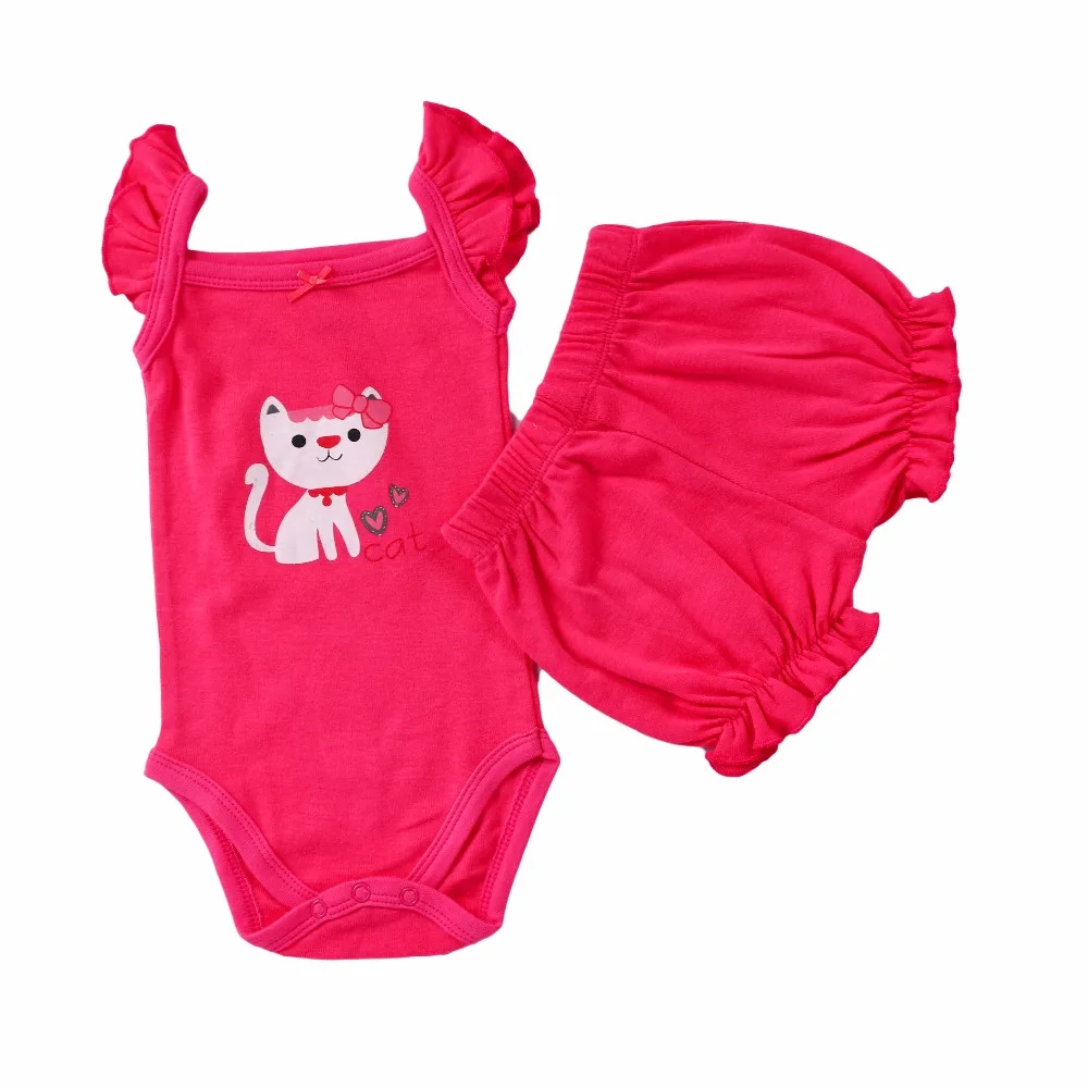 2018 Girls Sets Sleeveless Summer Girl Clothing Set Two Pieces Cartoon