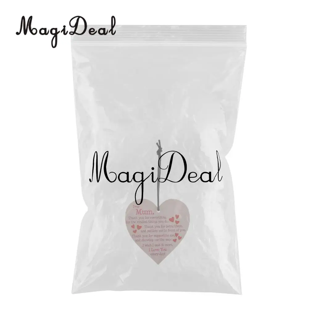 MagiDeal Mum Mother Day Wooden Heart Hanging Gift Plaque Bottle Wine Tags Decor Thank You Tags Pendents